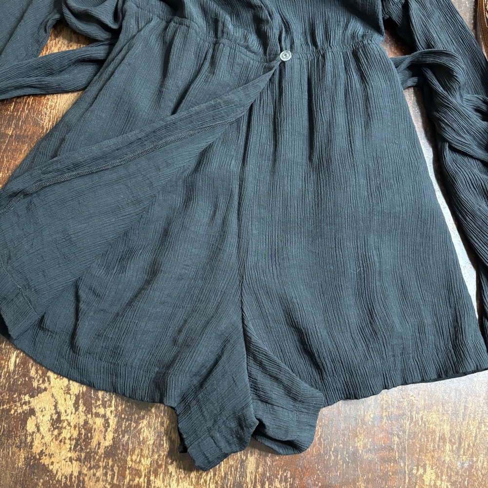 Free People One Piece Faux Wrap Long Sleeve Romper - Picture 15 of 15